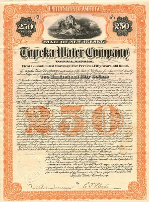 Topeka Water Co. - 1896 dated New Jersey Water Gold Bond